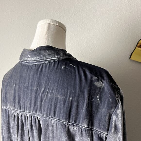 pilcro anthropologie hadley purple relaxed velvet buttondown shirt blouse - Picture 7 of 10